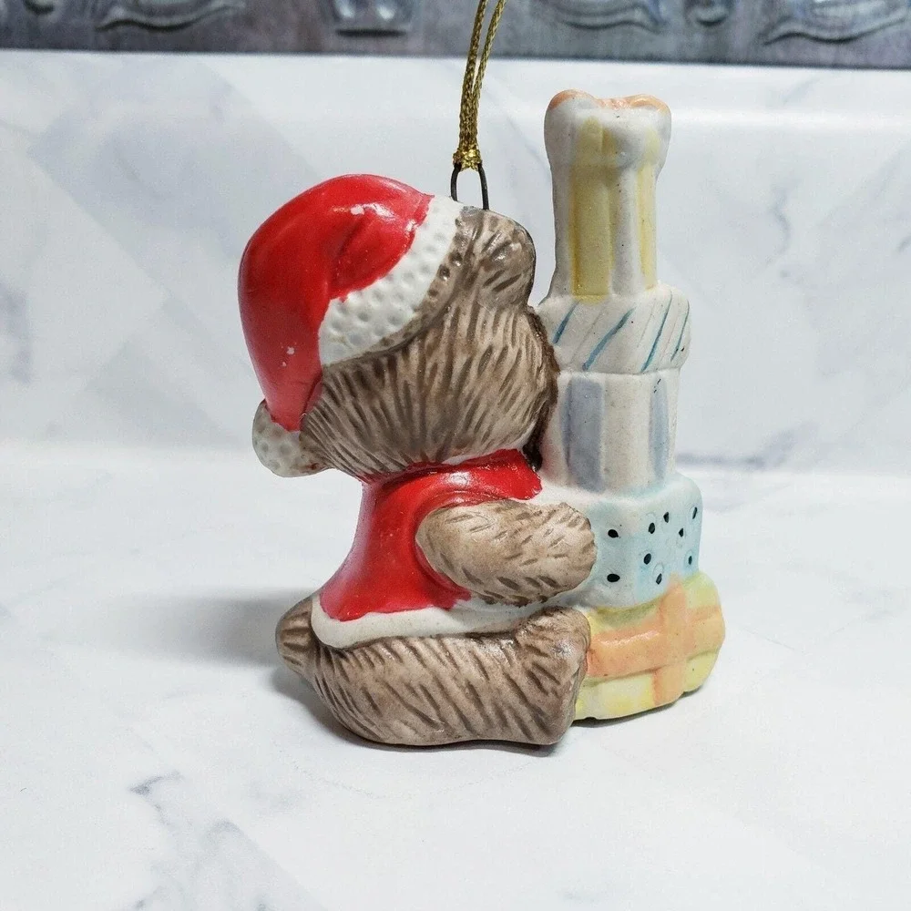 Vintage McCrory Stories Santa Bear w/ Presents Christmas Ornament 1998 Porcelain